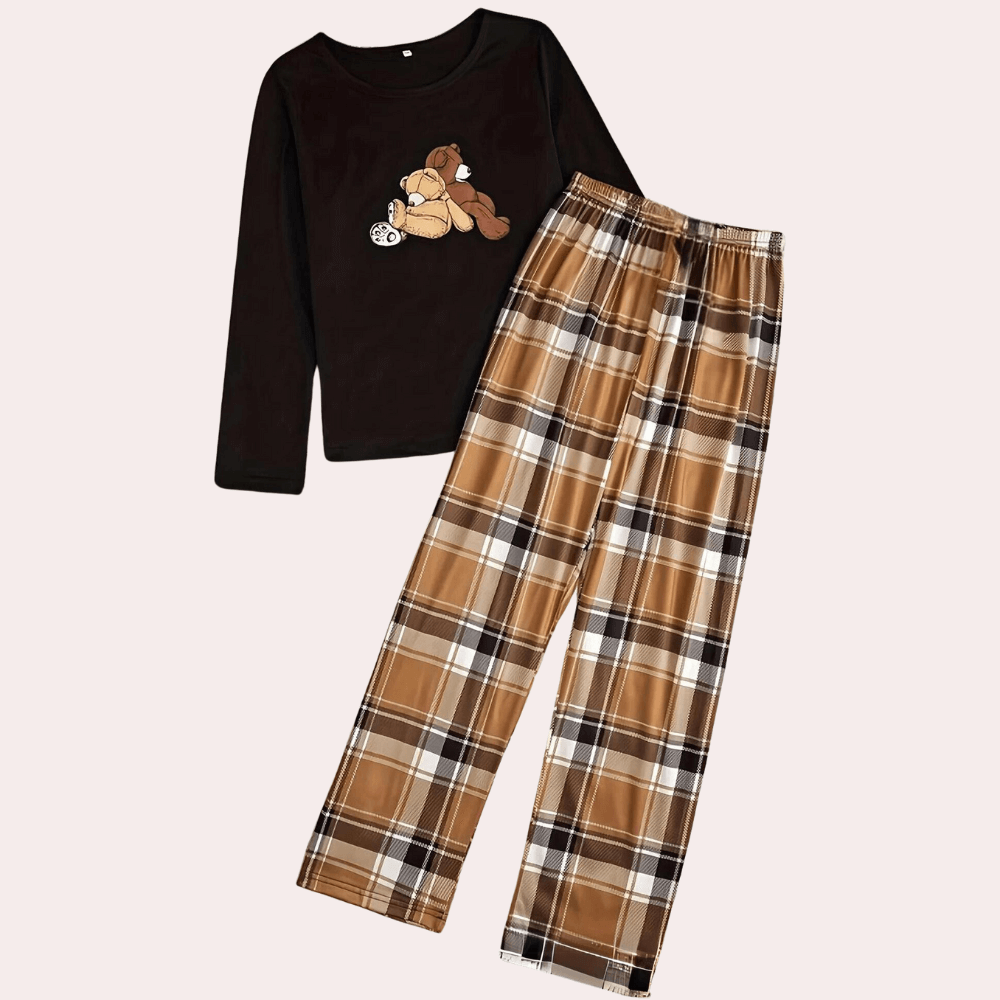 Classic Fit Blouse and Plaid Pants Set