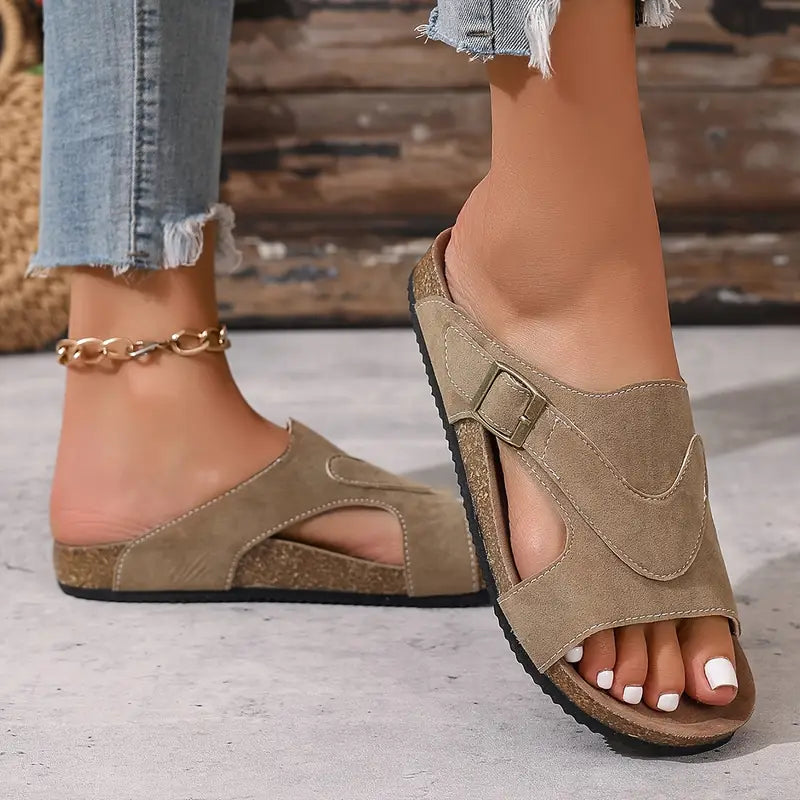 Comfortable Buckle Strap Flat Sandal