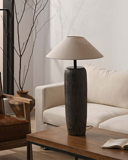 Traditional Wooden Table Lamp with Metal Details