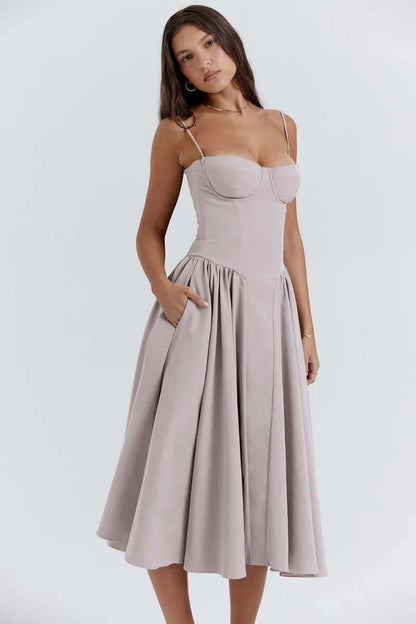 Feminine Strapless Bodycon Mid Length Dress