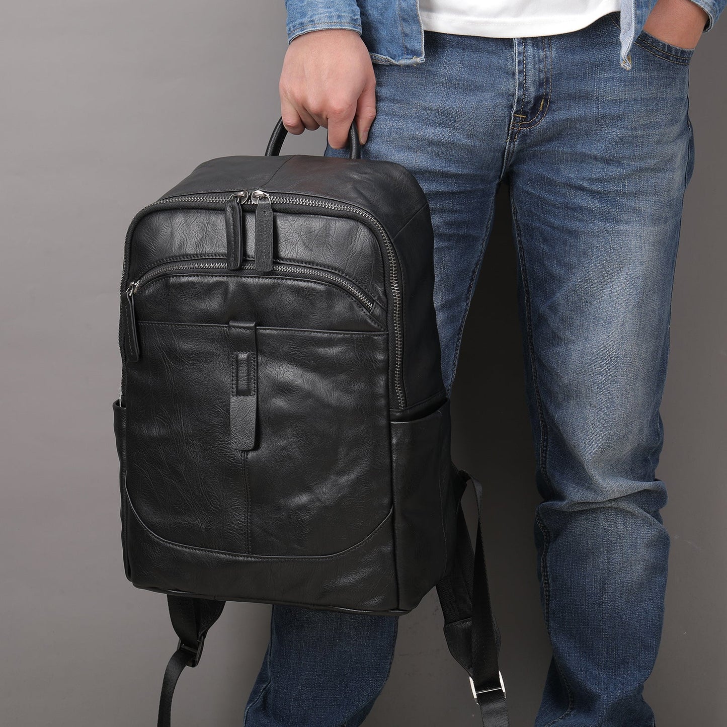 Premium Travel Leather Laptop Backpack