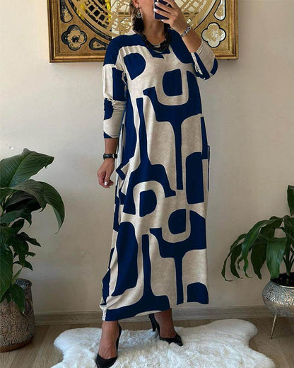 Fashionable Floral Long Sleeve Women's Dress