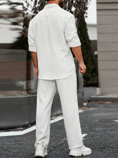 Comfortable Men's Lounge Pants Shirt Set
