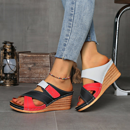 Vibrant Colorblock Wedge Sandals