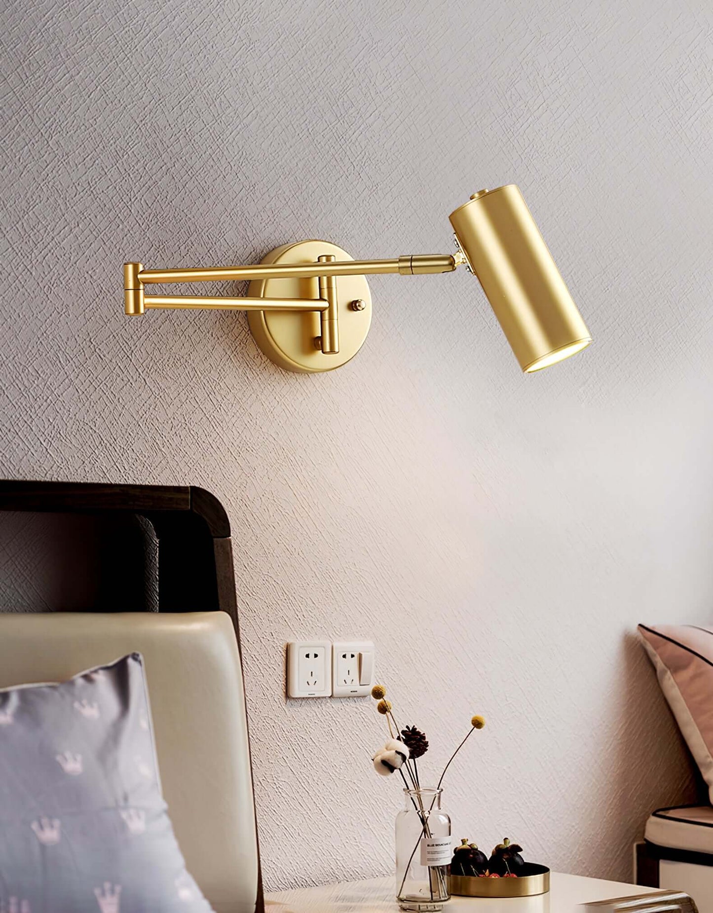 Flexible Brushed Steel LED Wall Light with Arm