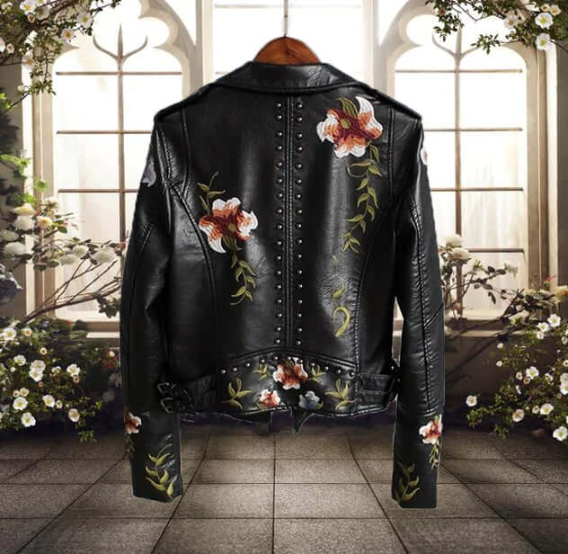 Ladies Vintage Biker Leather Jacket