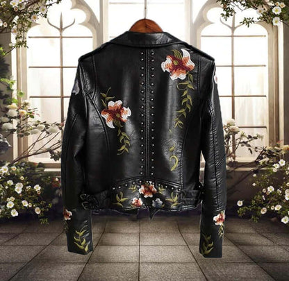 Ladies Vintage Biker Leather Jacket