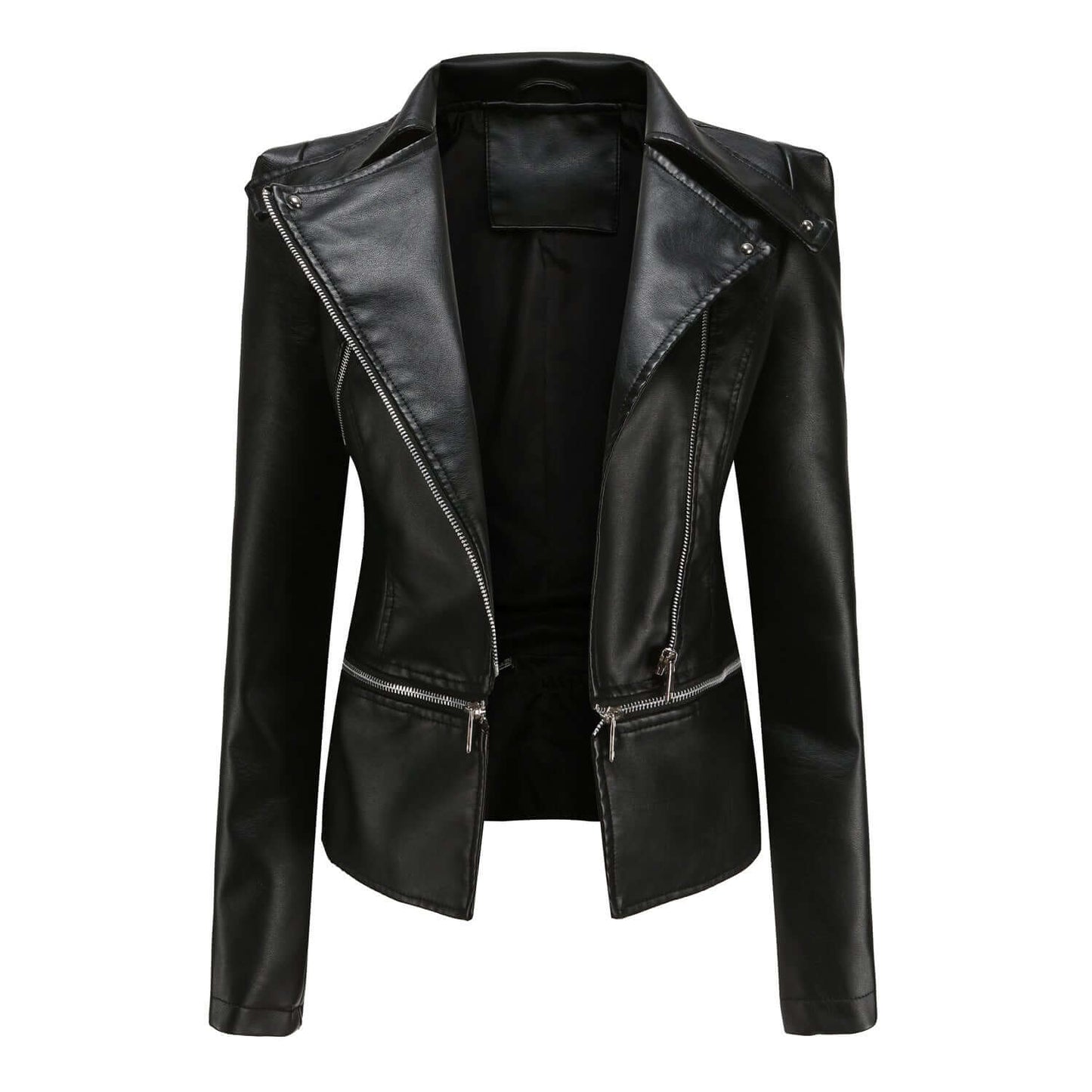 Faux Leather Biker Jacket for Women
