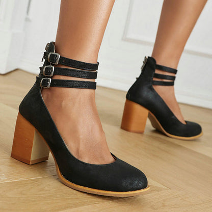 Comfortable Ankle Strap Sandals with Block Heel