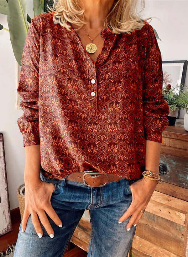 Trendy Women's Relaxed Fit Blouse with V Neckline