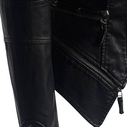 Edgy Faux Leather Biker Jacket
