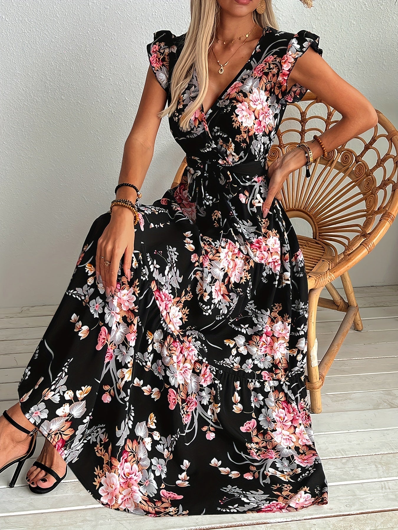 Women's Floral Waist Dress - Luxivelle