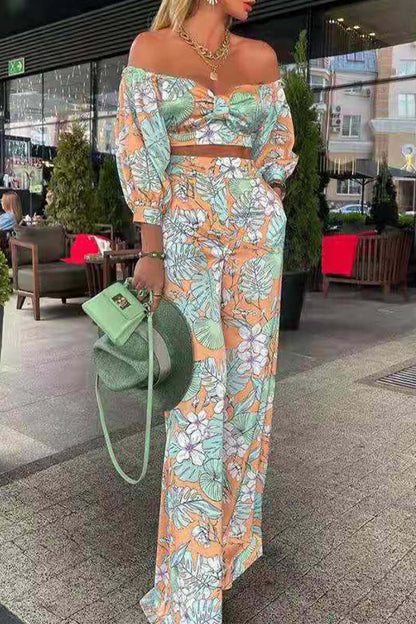 Women's Floral Cold Shoulder Jumpsuit Set