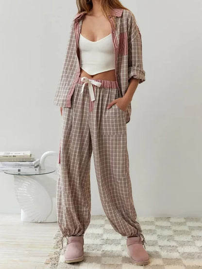 Cozy 2 Piece Pajama Set Cotton Sleepwear for Ladies