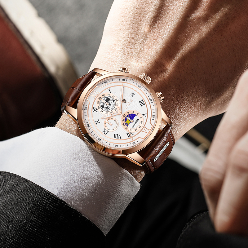 Modern Leather Chronograph Men's Watch