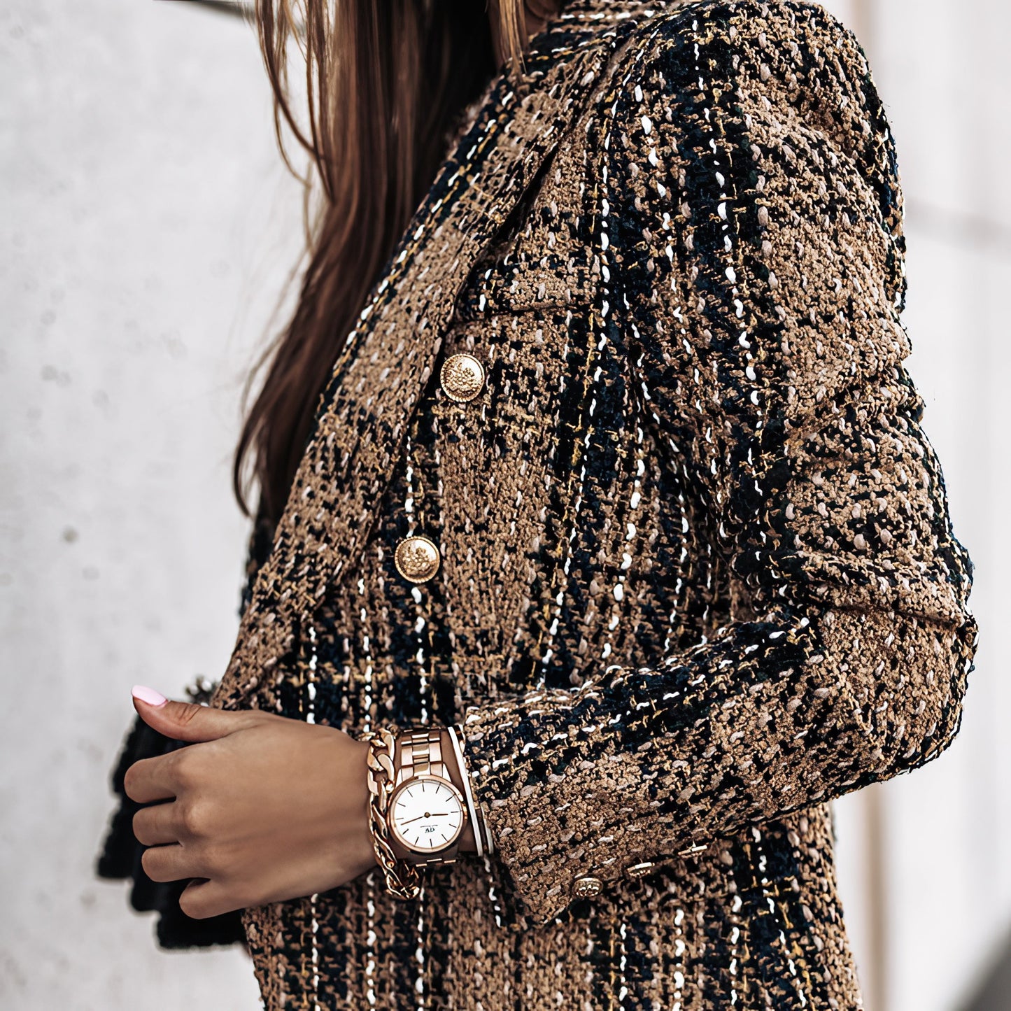 Classic Plaid Tailored Fit Women's Blazer Jacket