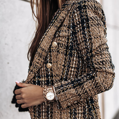 Classic Plaid Tailored Fit Women's Blazer Jacket