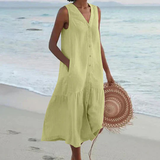 Marie | Linen Maxi Dress for Women in Delicate Pink 6