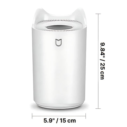 "3000ml ultrasonic humidifier with mist technology in sleek pink design, improves air quality, alleviates respiratory issues.