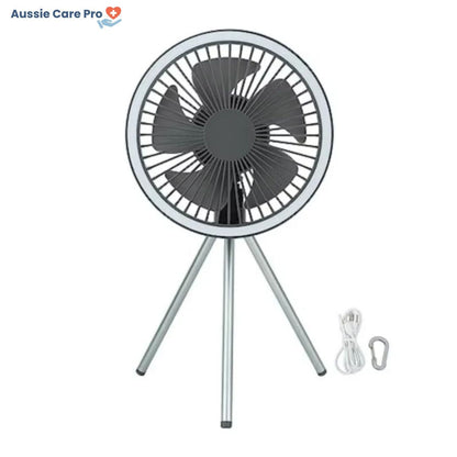 Portable Outdoor Fan with LED Light and USB Charger