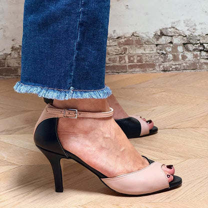 Chic Black High Heels with Colorful Ankle Strap