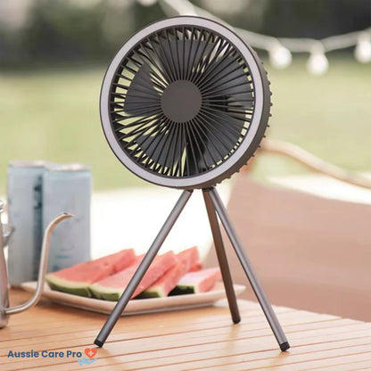 Portable Outdoor Fan with LED Light and USB Charger