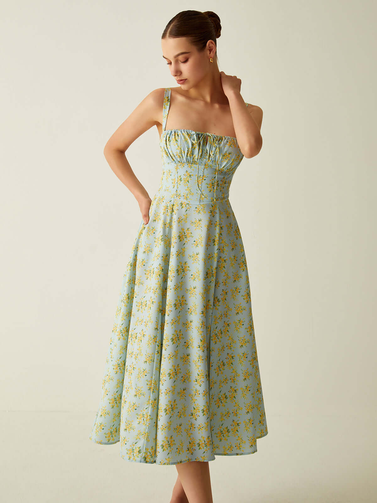 Pretty A-Line Mid Length Summer Dress