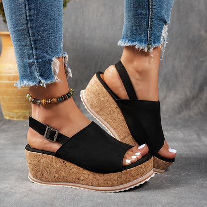 Comfortable Platform Buckle Sandals with Cushion Sole