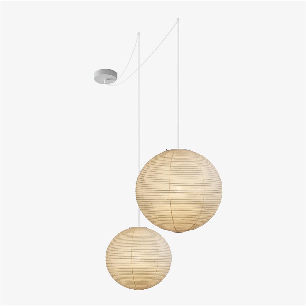 Simple White Cotton Shade Pendant Light with Metal Frame