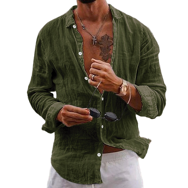 Lightweight Mens Long Sleeve Casual Summer Shirt