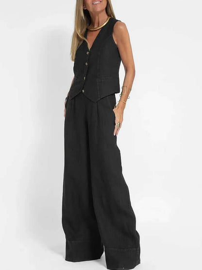 Ladies Natural Fiber Two Piece Suit Set