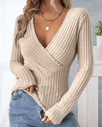 Soft Women's V-Neck Cable Knit Sweater