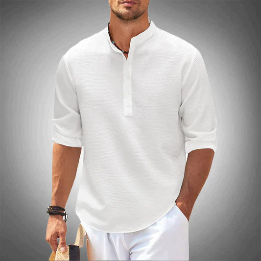 Casual Short Sleeve Men's Henley Top - Luxivelle