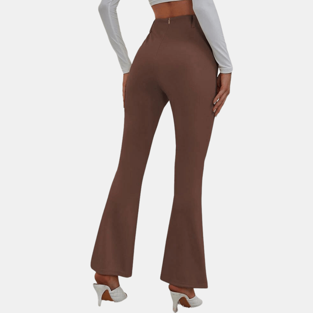 Fashionable High Waist Wide Leg Pants with Slit Detail