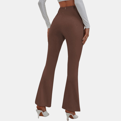 Fashionable High Waist Wide Leg Pants with Slit Detail