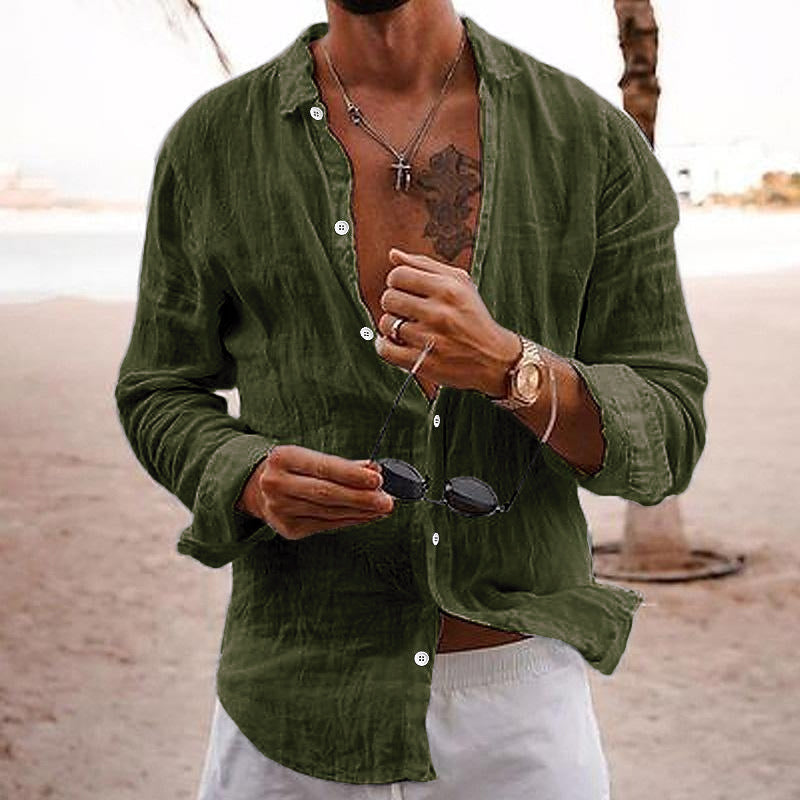Lightweight Mens Long Sleeve Casual Summer Shirt