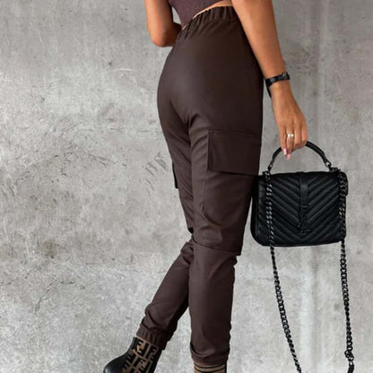 Ladies Synthetic Leather Combat Pants