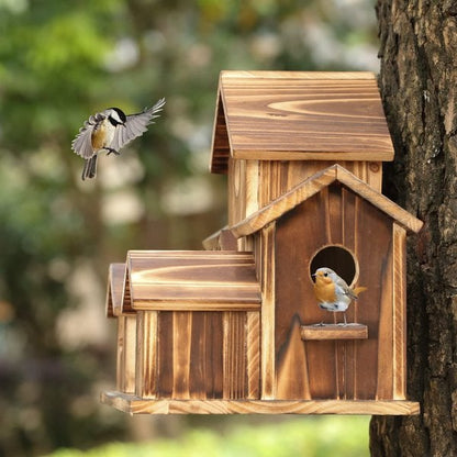 Rustic Wooden Bird House for Outdoor Garden Decor