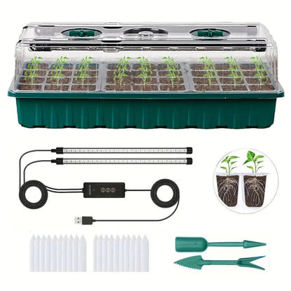 Easy Start Seedling Tray with LED Light & Humidity Control - Luxivelle
