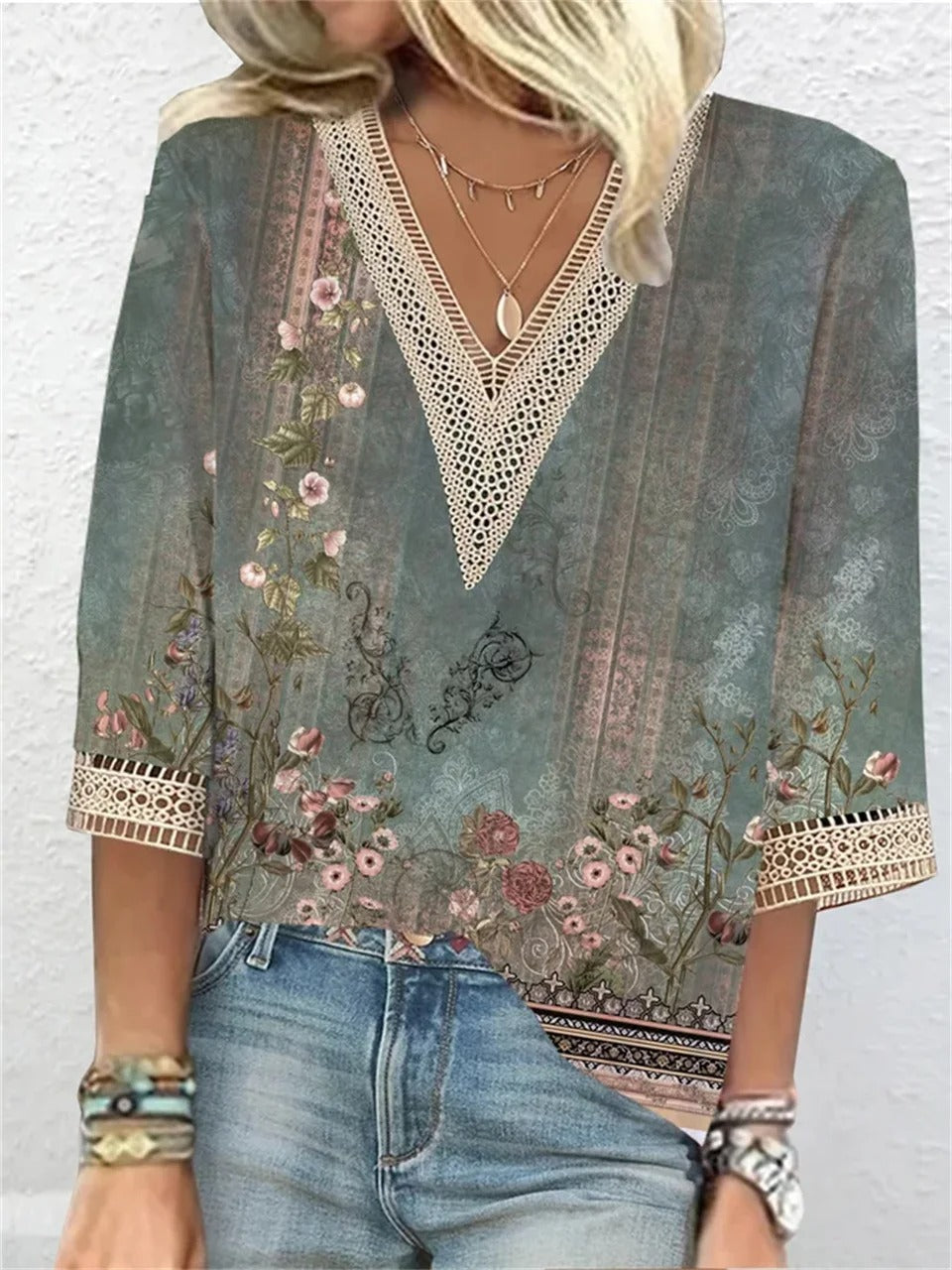 Variant image for Willow | Womens Blouse - V Neck Summer Top for Women-11