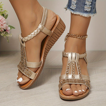 Sparkling Beaded Flat Sandals