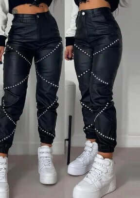 Cruelty Free Slim Fit Leather Pants - Luxivelle