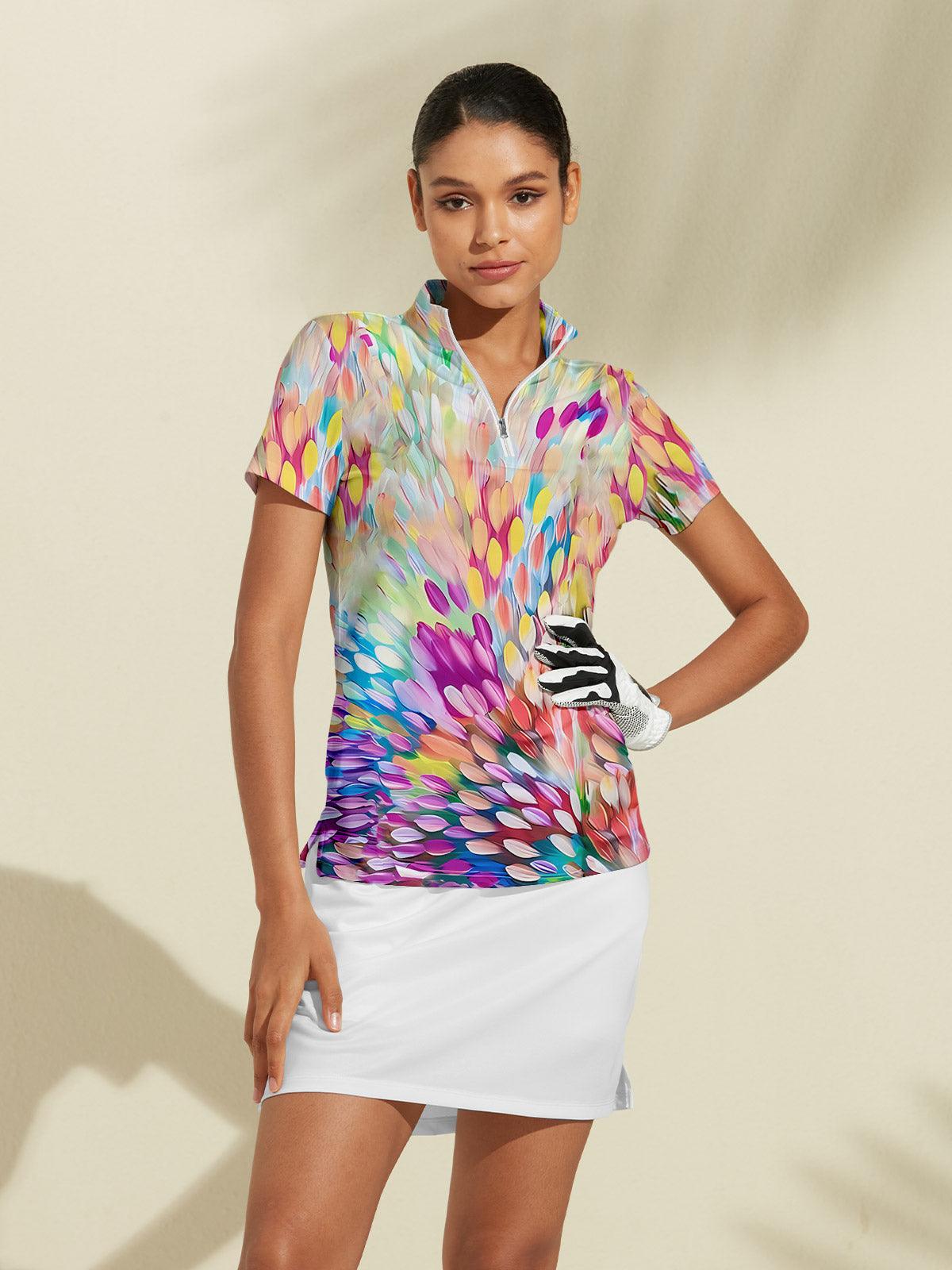 Vibrant Summer Golf Quarter Zip Sun Shirt - Luxivelle