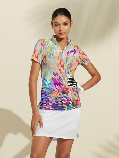 Vibrant Summer Golf Quarter Zip Sun Shirt - Luxivelle