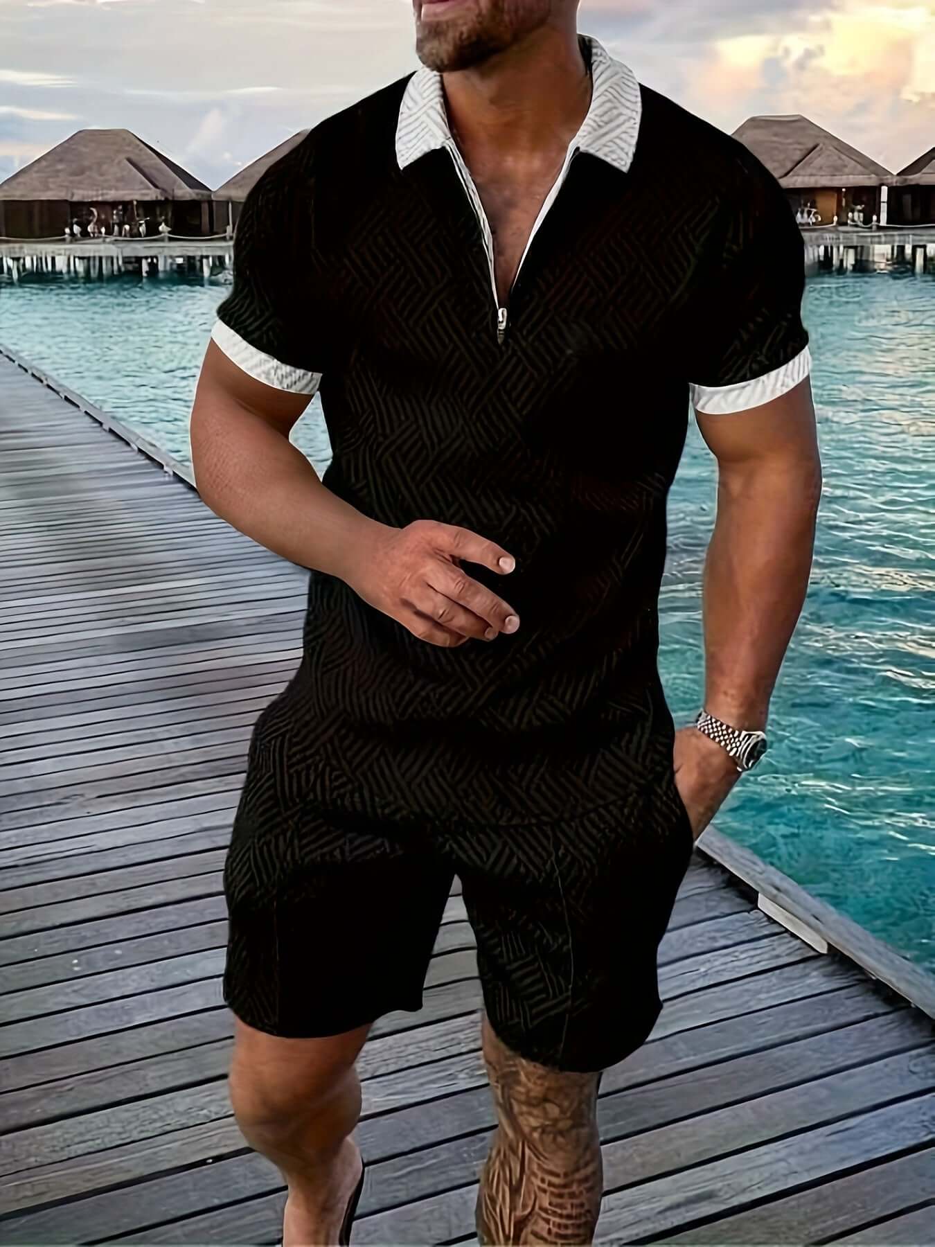 Trendy Graphic Shorts Sleeve Shirt Set