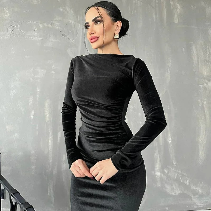 Fitted Women's Long Sleeve Party Dress