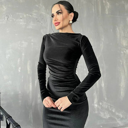 Fitted Women's Long Sleeve Party Dress