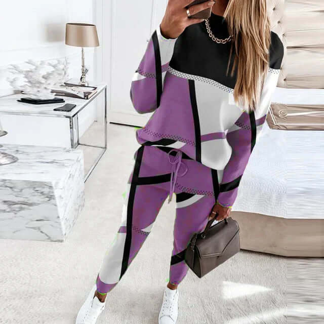 Cozy Geometric Pattern Sleepwear Set