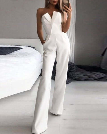 Women's Sleeveless Flowy Jumpsuit with Side Pockets