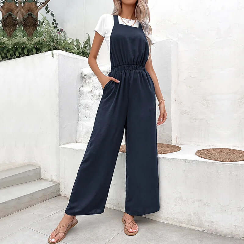 Women's Comfortable Loose Fit Jumpsuit with Pockets